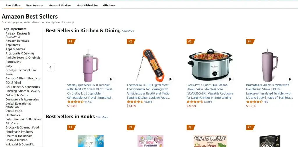 find product to sell by searching amazon best sellers